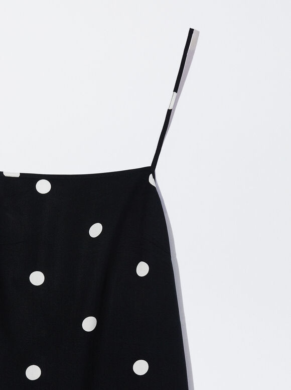 Vestido midi estampado - Preto