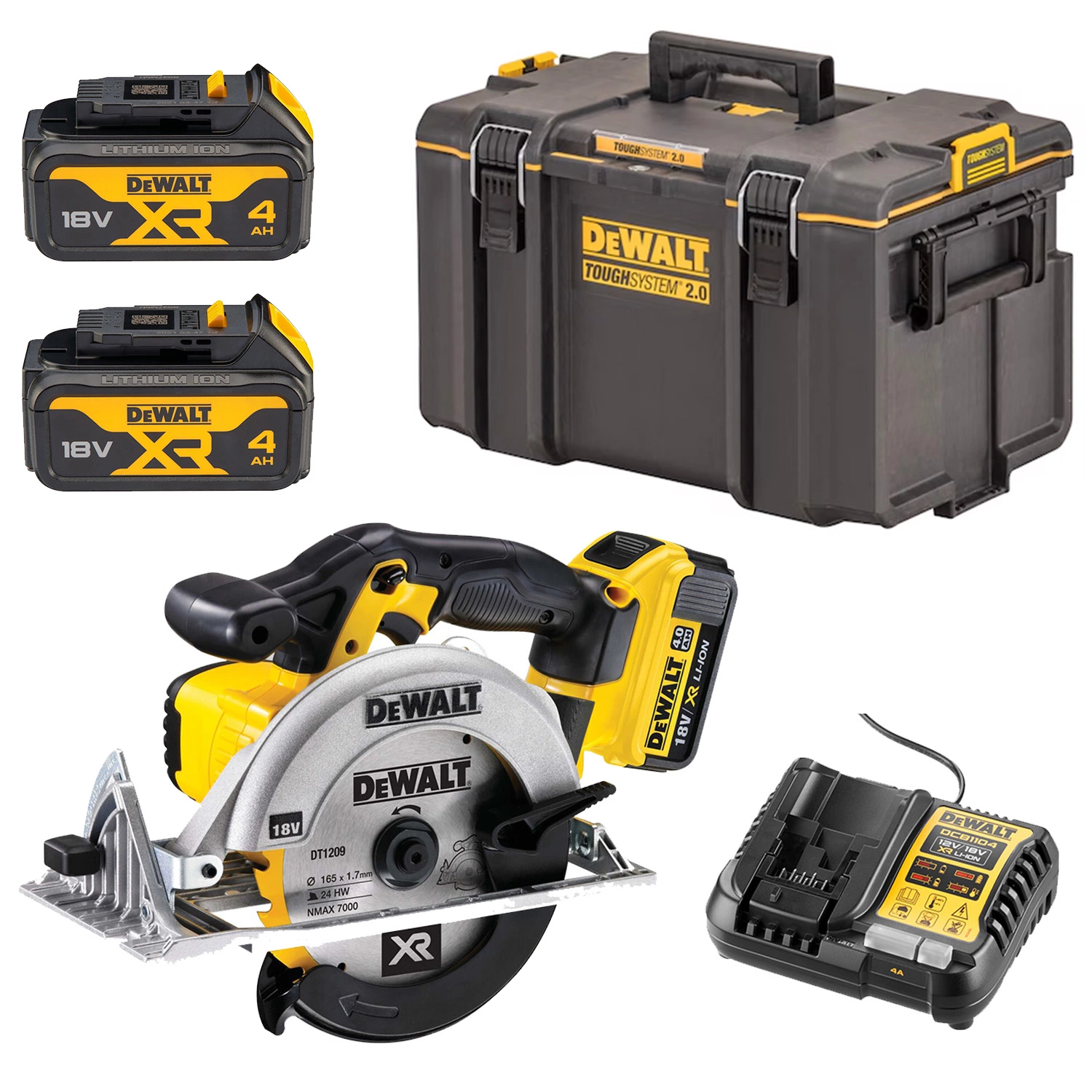 DeWALT DCS391M2 18V Li-Ion Accu cirkelzaag set (2x 4.0Ah accu) in koffer - 165mm