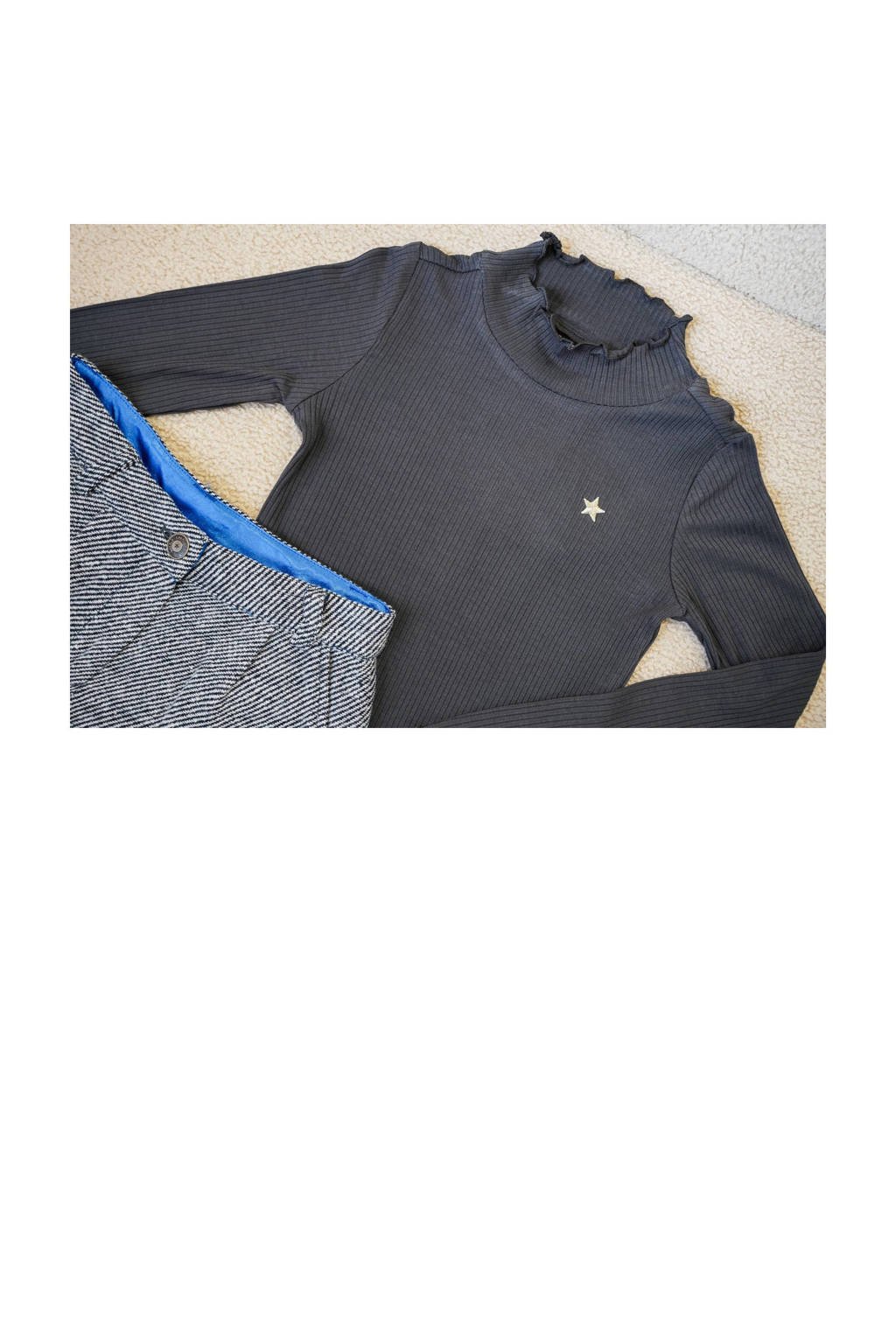 Like Flo longsleeve antraciet rib gebreid