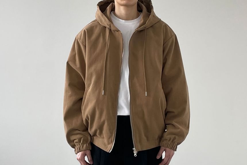 SeoulPop - Unisex effen gewatteerde jas met rits en capuchon