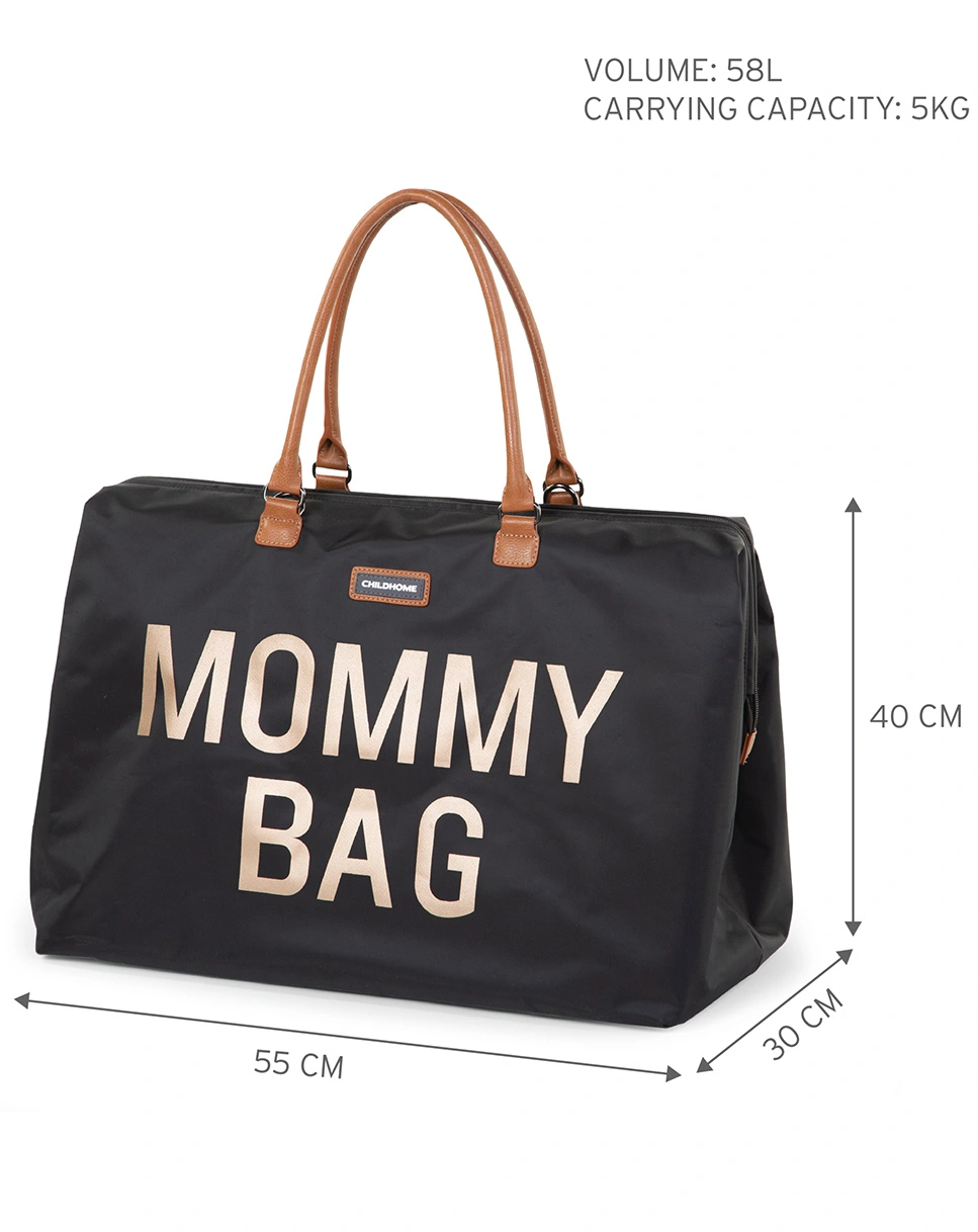 Wickeltasche MOMMY BAG (55x30x40) in schwarz/gold