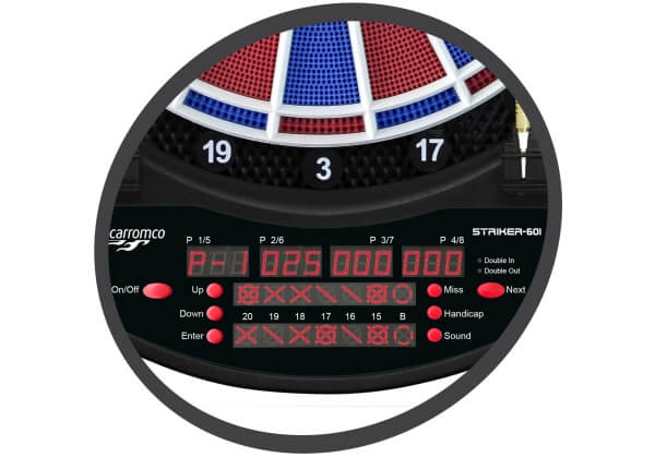 Carromco Elektronik Dartboard Striker-601, Mit Adapter, 2-Loch Abstand