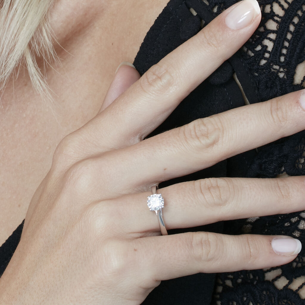 Bague Solitaire Fiona Or Blanc Diamant Synthetique