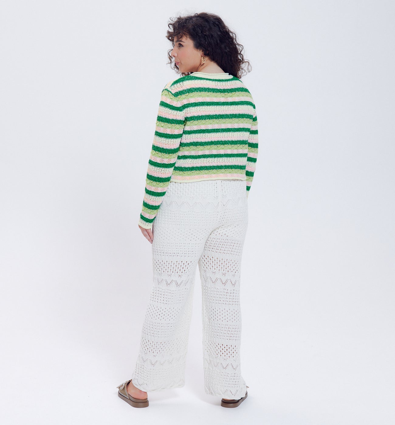 Boléro en crochet coloré Femme - Rayures multicolores