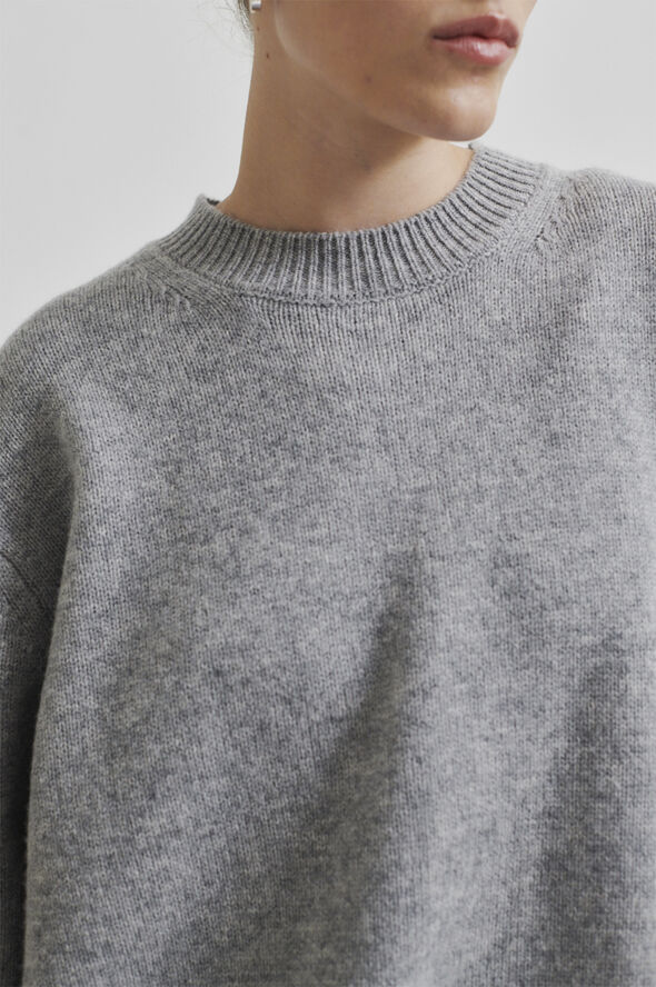 Second Female Alpha Knit O-Neck Grey melange