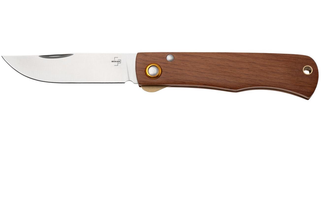Böker Plus Rusticus Medium 01BP0041, Satin 420 Stainless Steel, Brown Wood zakmes