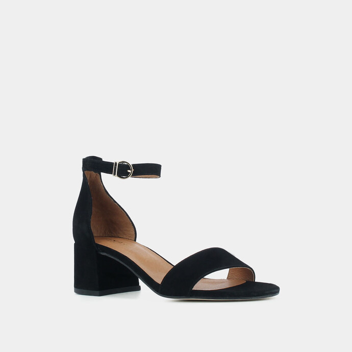 Sandales à talons carrés  en velours noir