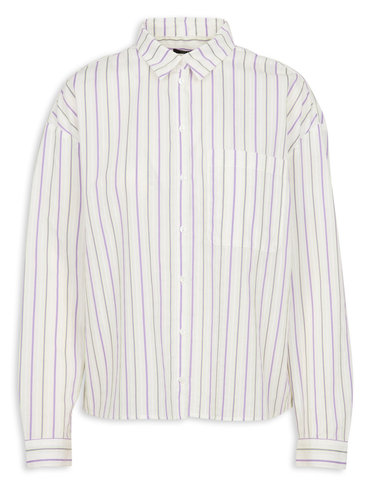 CELESTE - Chemise ample col classique en coton rayé | Violet