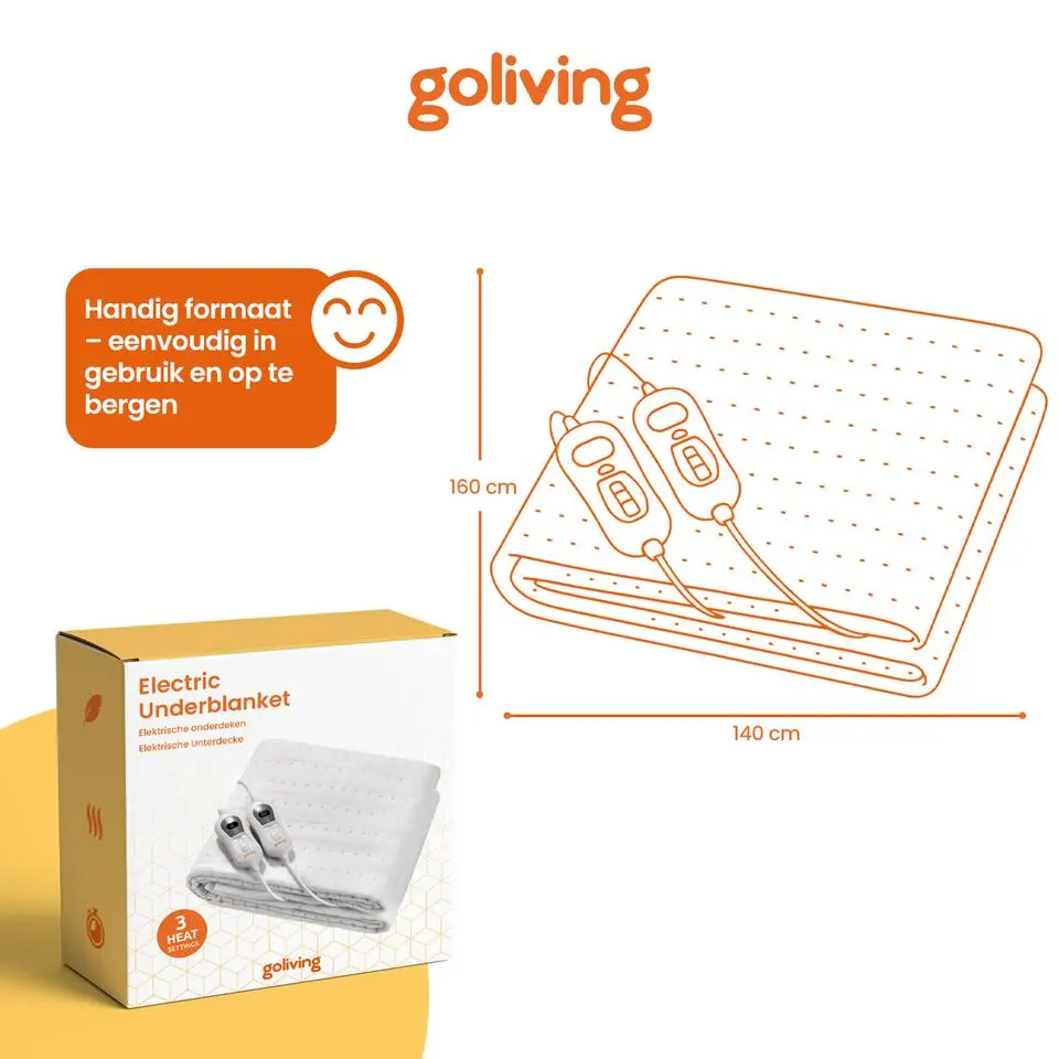 Goliving Elektrische Onderdeken - 2-Persoons - Warmtedeken - Elektrische Deken