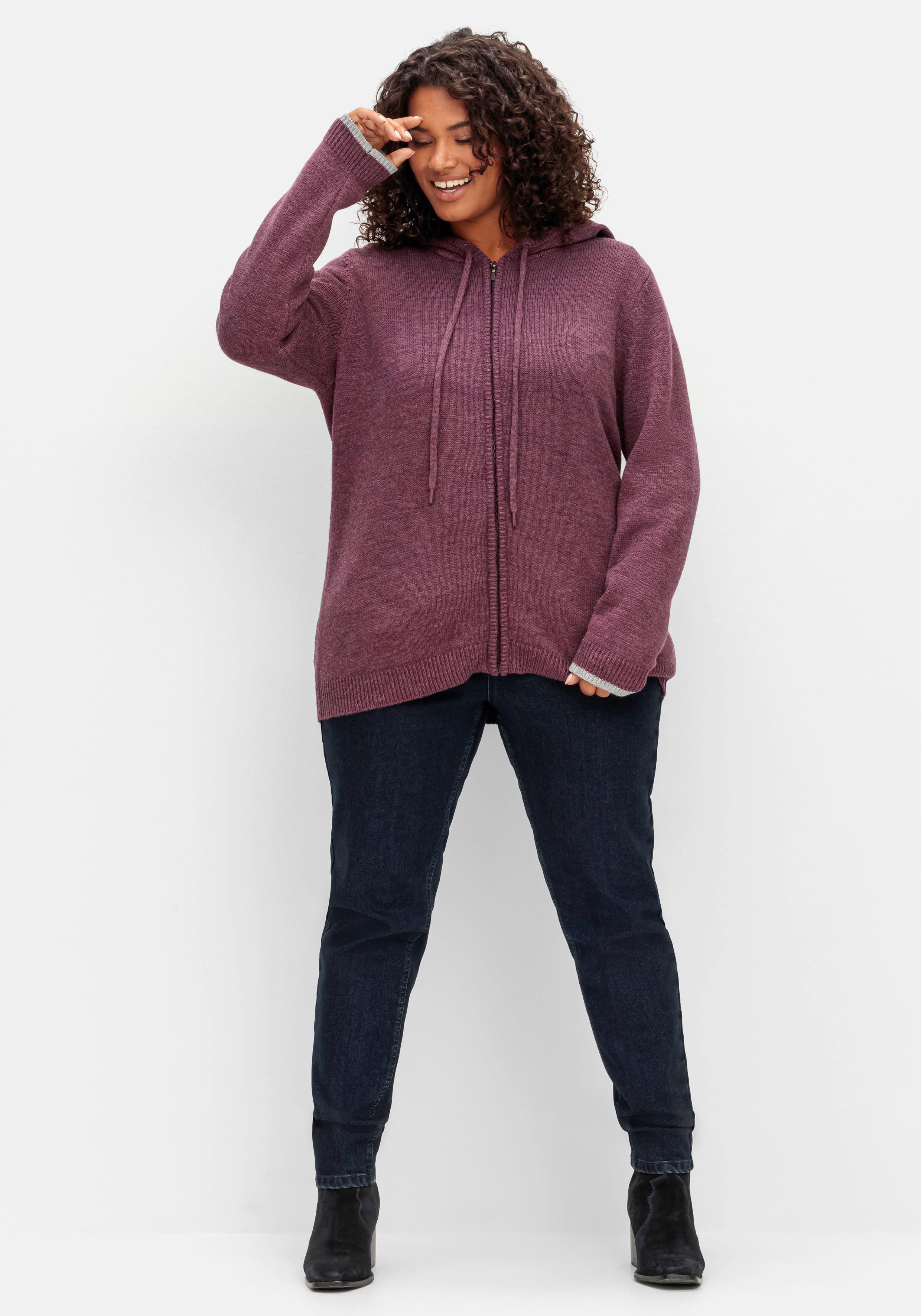 Kapuzenstrickjacke mit Reißverschluss, mit Kaschmiranteil