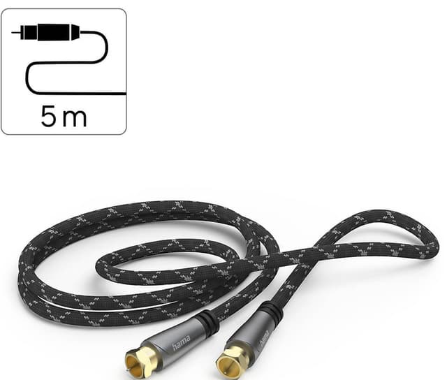 Hama SAT F-F 120 dB antennekabel (sort, 5 m)