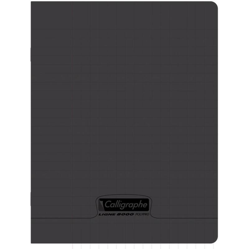 Cahier piqué 8000 POLYPRO 17x22 cm 96 pages grands carreaux 90 g - Noir