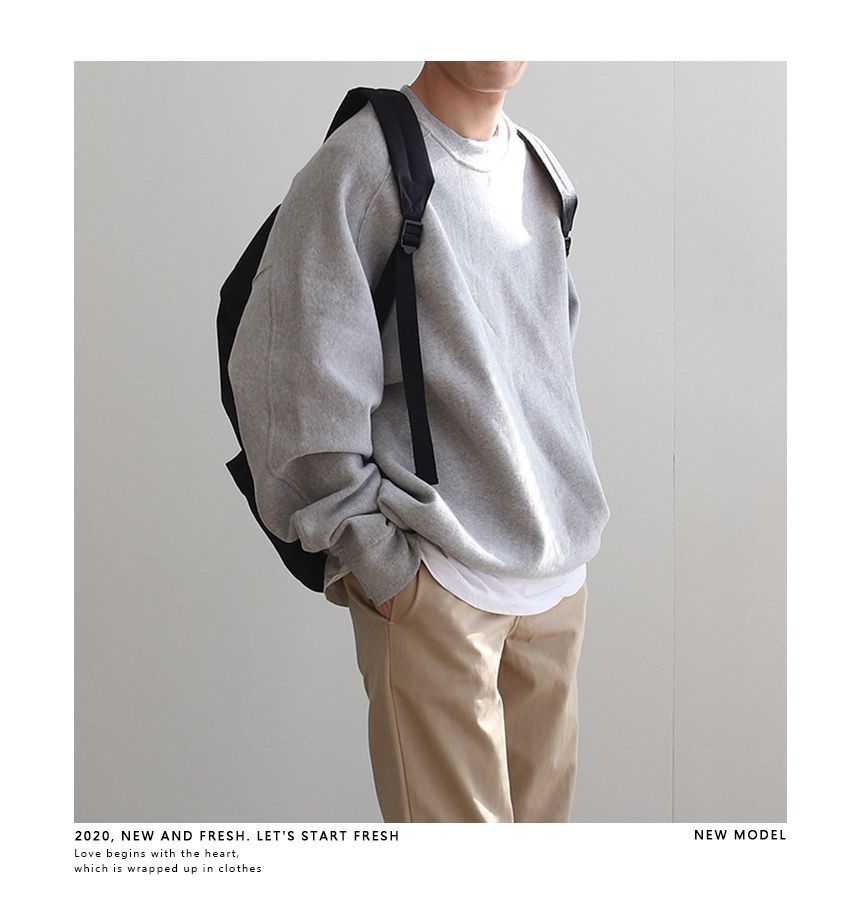 Okwano - Sweatshirt met ronde hals en effen kleur