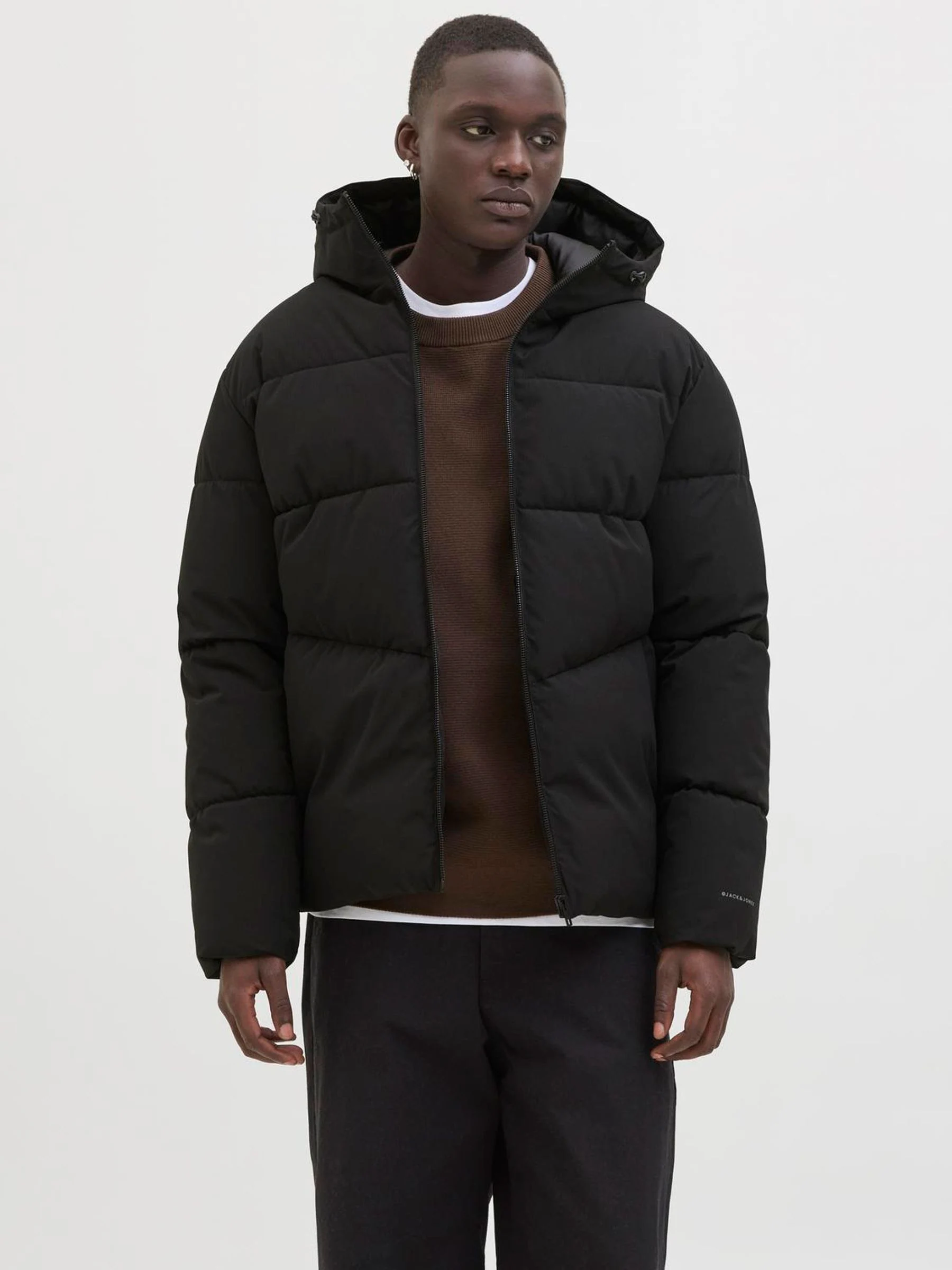 Zwart - Jack & Jones - Gewatteerd jack met capuchon