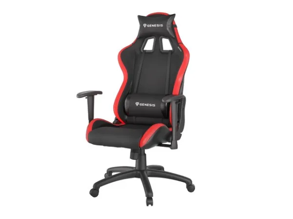 Genesis Trit 500 RGB - Stol - ergonomisk - lænestol - armstøtter - T-formet - vippe - drejeled - tekstil, PU syntetisk læder - sort