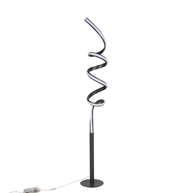 Design vloerlamp zwart incl. LED en dimmer - Twisted