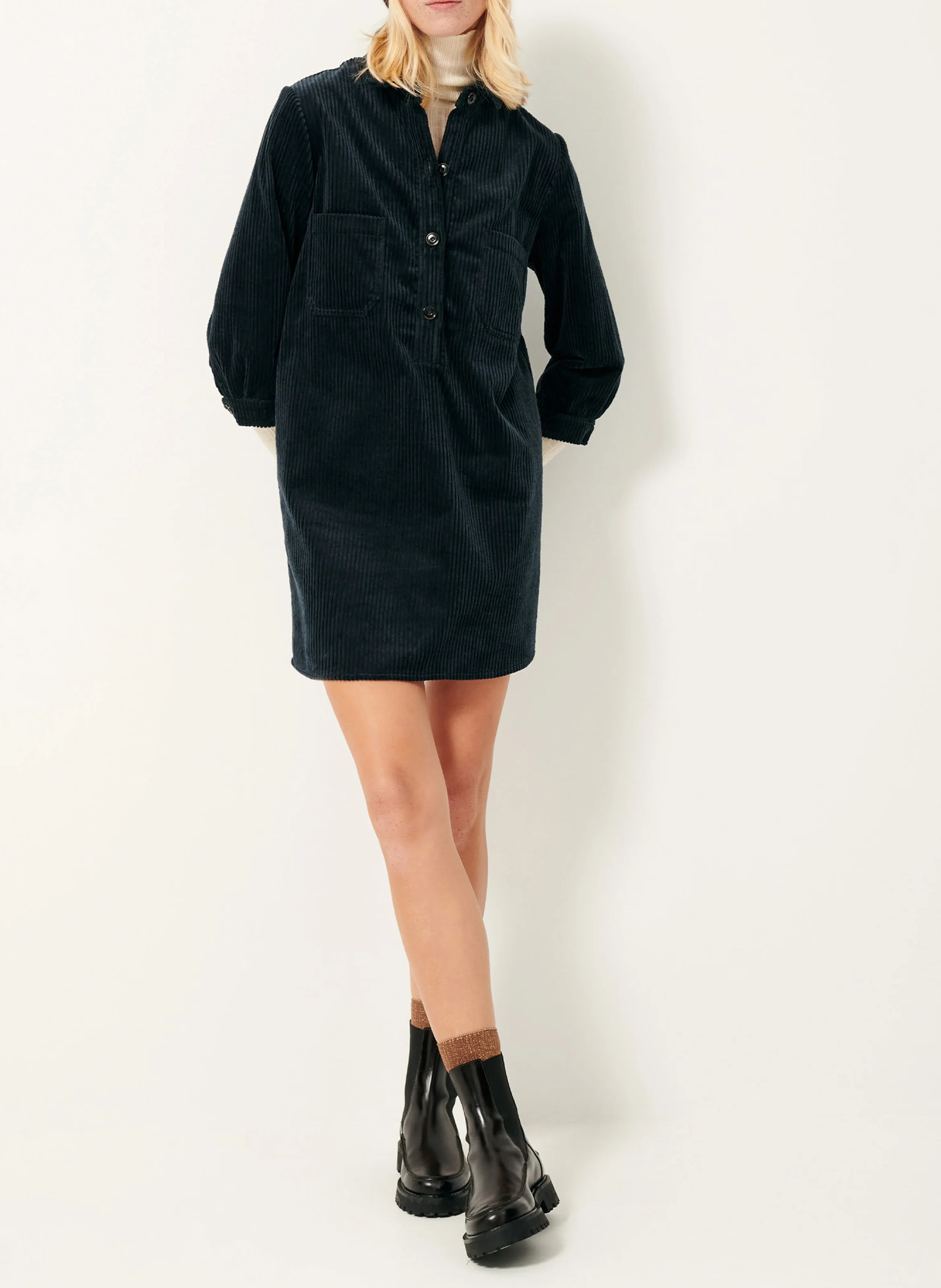 GIHANA - Robe courte en coton mélangé | Vert