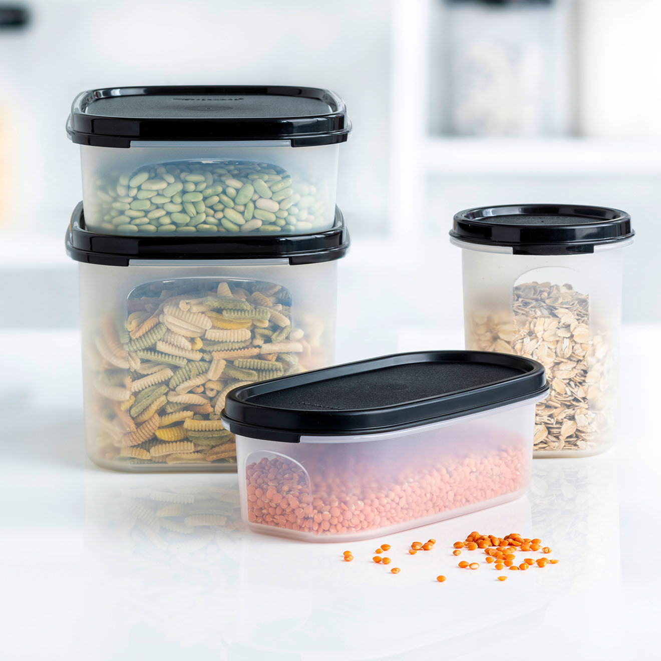 Tupperware Boite de conservation avec couvercle transparent/couvercle noir - 440 ml