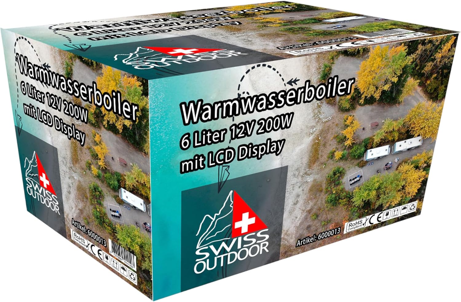 Swiss Outdoor S.O. Camper Warmwasserboiler 6 Liter 12V 200W mit LCD Display Bedienelement Wohnwagen Wohnmobil Boiler Wasserversorgung Wasserboiler Warmwasser