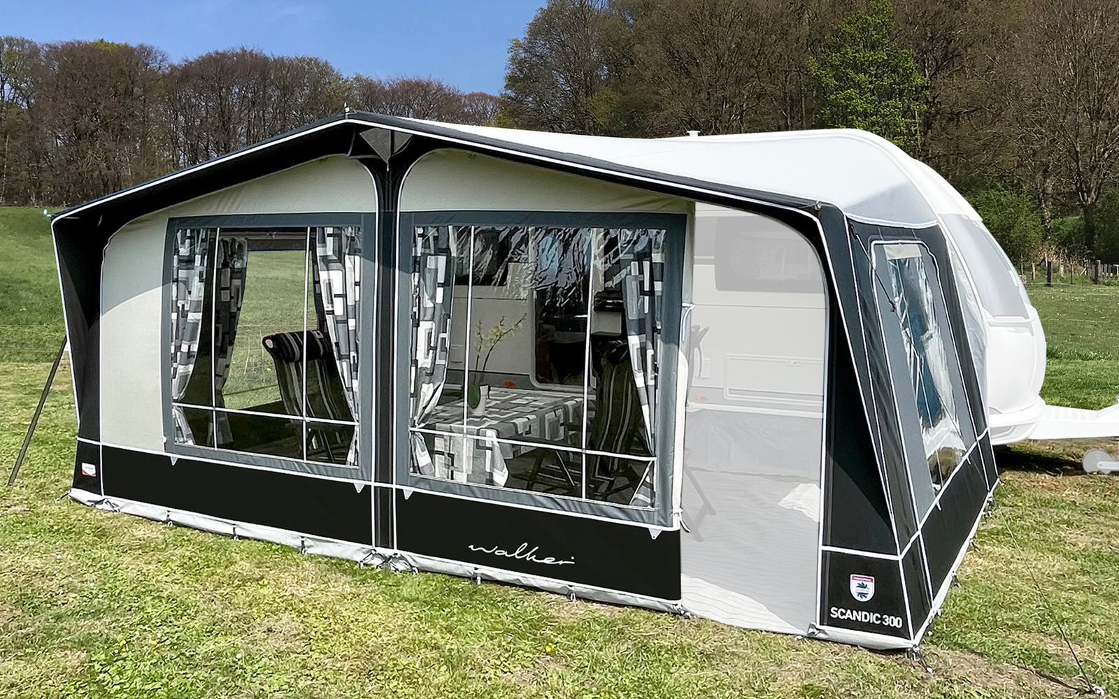 Walker Scandic 300 Wohnwagen Vorzelt Anthrazit mit Stahlgestänge Größe 855 Umlaufmaß 840 - 870 cm