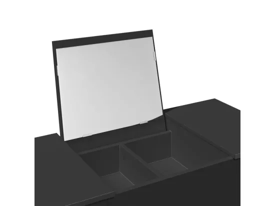 Coiffeuse avec miroir noir 100x45x76 cm