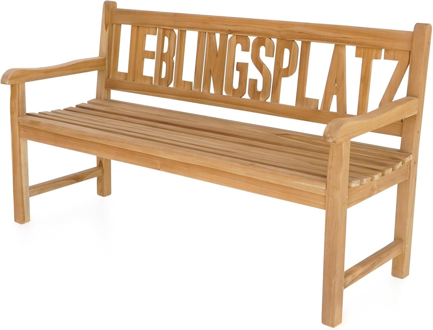Garden Pleasure Teak Bank LIEBLINGSPLATZ Beige Sitzbank Holzbank Gartenbank Teak, Maße ca.: L150xB62xH89cm