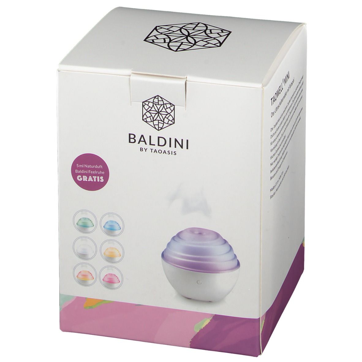 TAOWELL® MINI der Ultraschallvernebler mit Farbspiel + 5 ml Naturluft BALDINI BY TAOASIS Feelruhe®