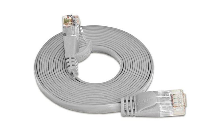 Slimpatchkabel RJ-45 - RJ-45, Cat 6, UTP, 3 m, GrauUnscreened/Unshielded Twisted-Pair-Kabel (UTP) mit Klinkenschutz