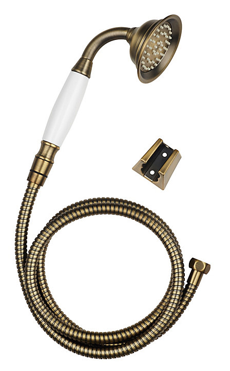 Trio douchette + flexible + support vieux bronze Edouard Rousseau Retro