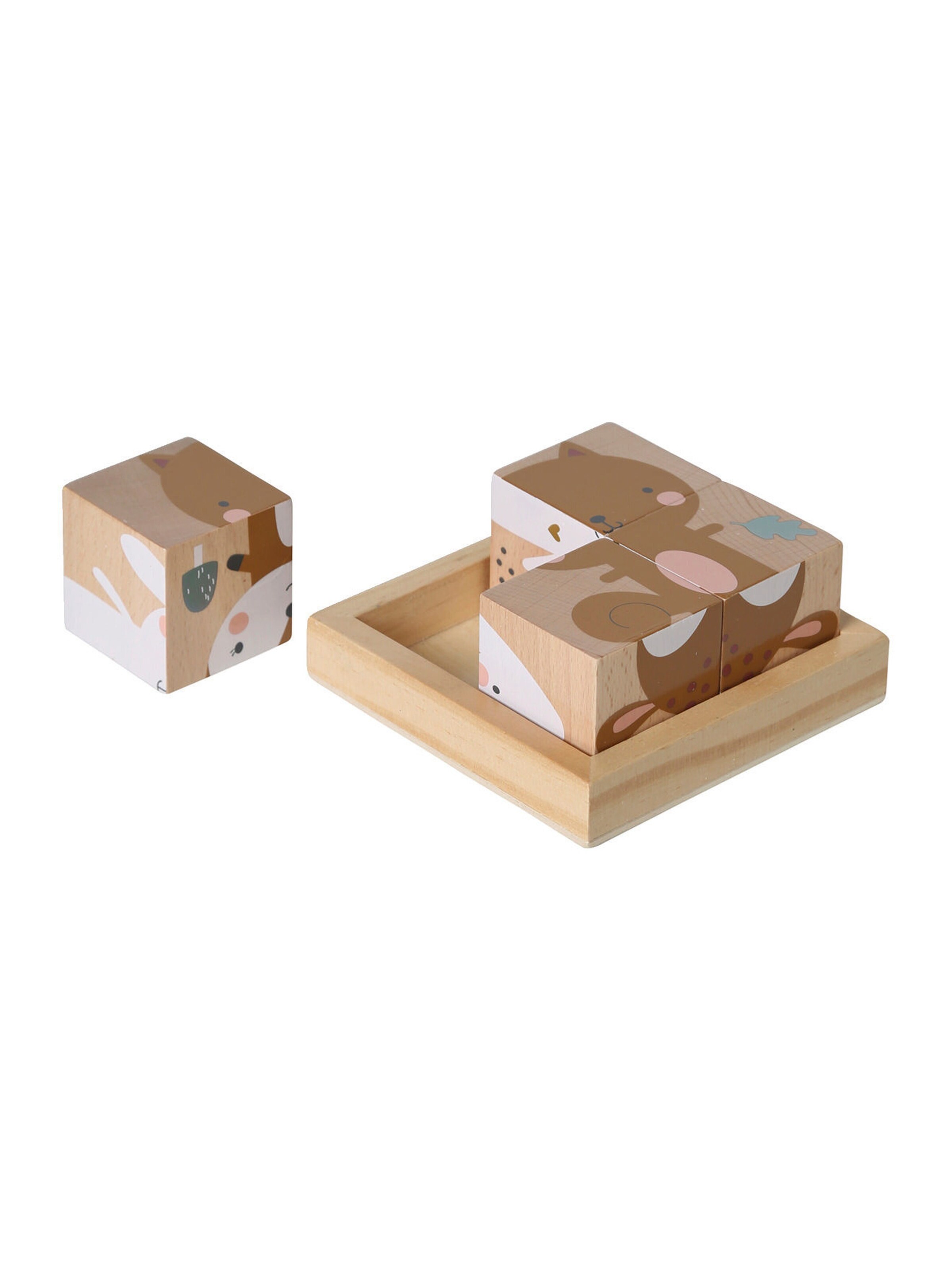 Vertbaudet Baby Würfelpuzzle MÄRCHENWALD, Holz FSC® mehrfarbig
