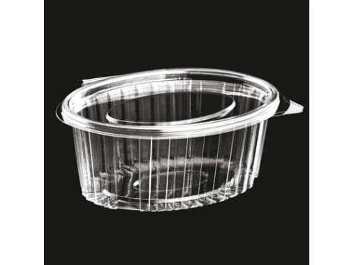 Plastbæger Catersource 375 ml 112x145x57 mm Oval Hængslet låg RPET Klar,100 stk/ps - (100 stk.)