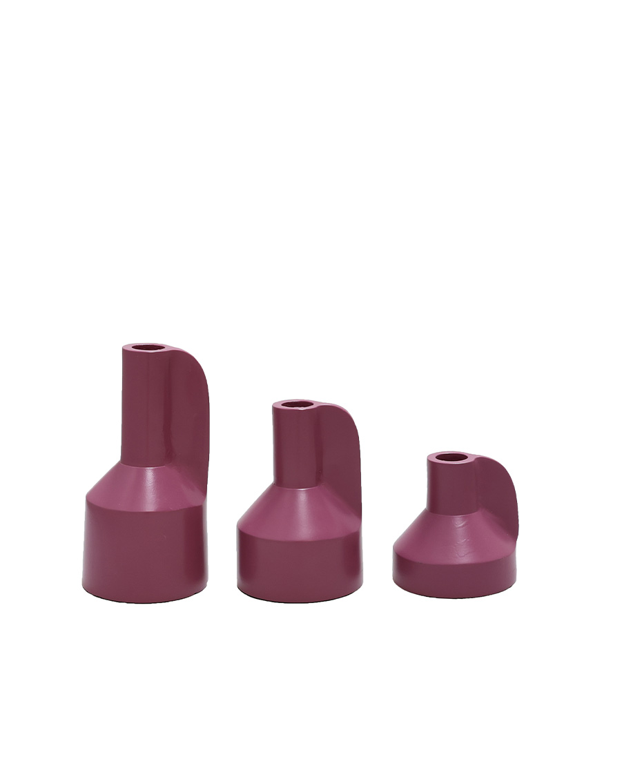 Kandelaar Alota mauve Ø9 x H17/13/9 cm - set van 3