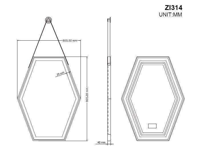 Badstuber Steel spiegel met LED verlichting 60x80cm mat zwart