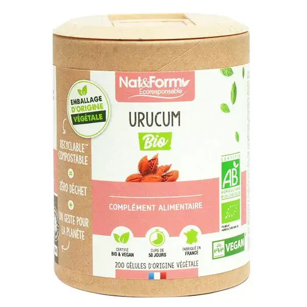 Cápsulas Vegetais de Urucum Orgânico Ecológico Nat & Form 200