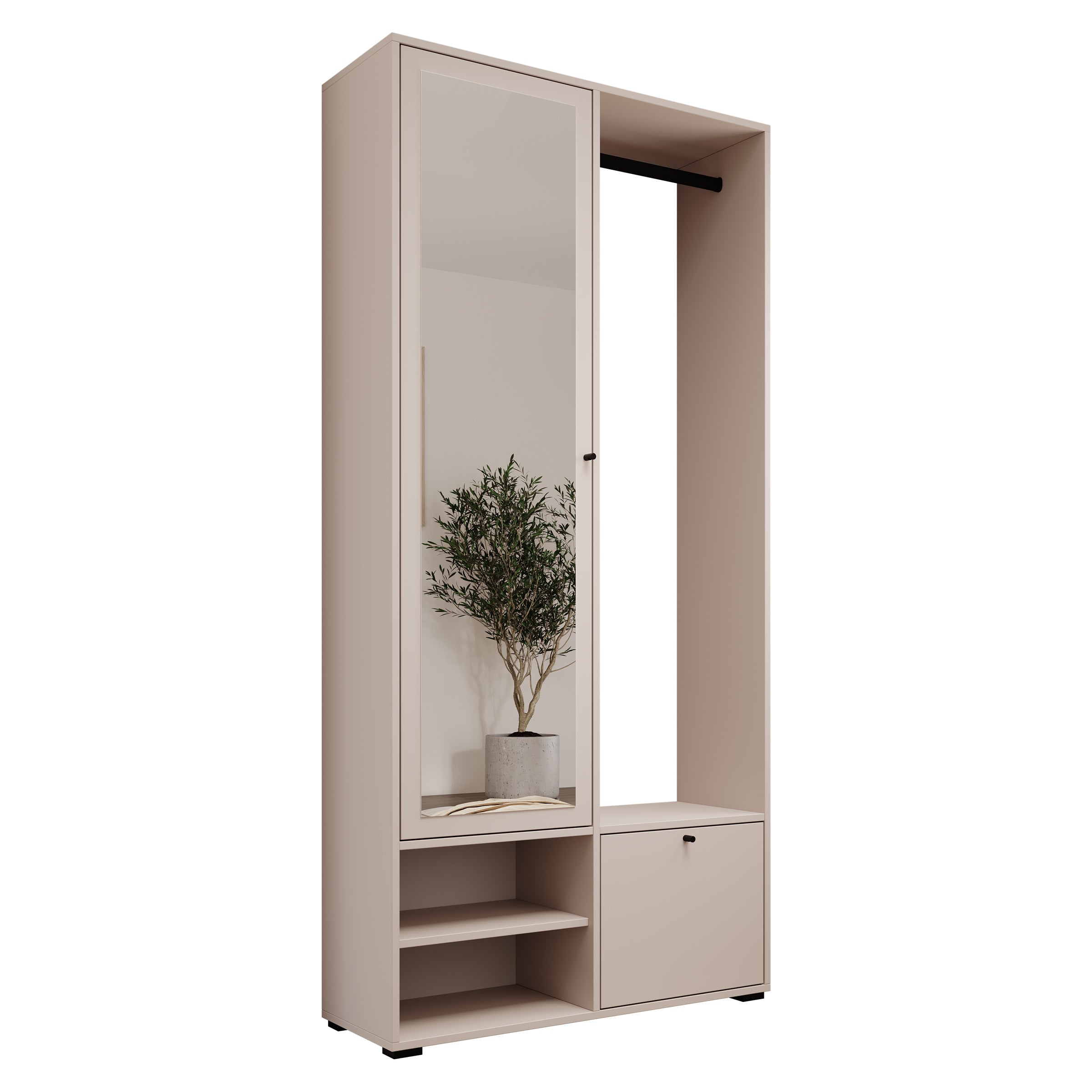 Deacon - Halkast met 2 deuren - Beige - 90x33x190 cm