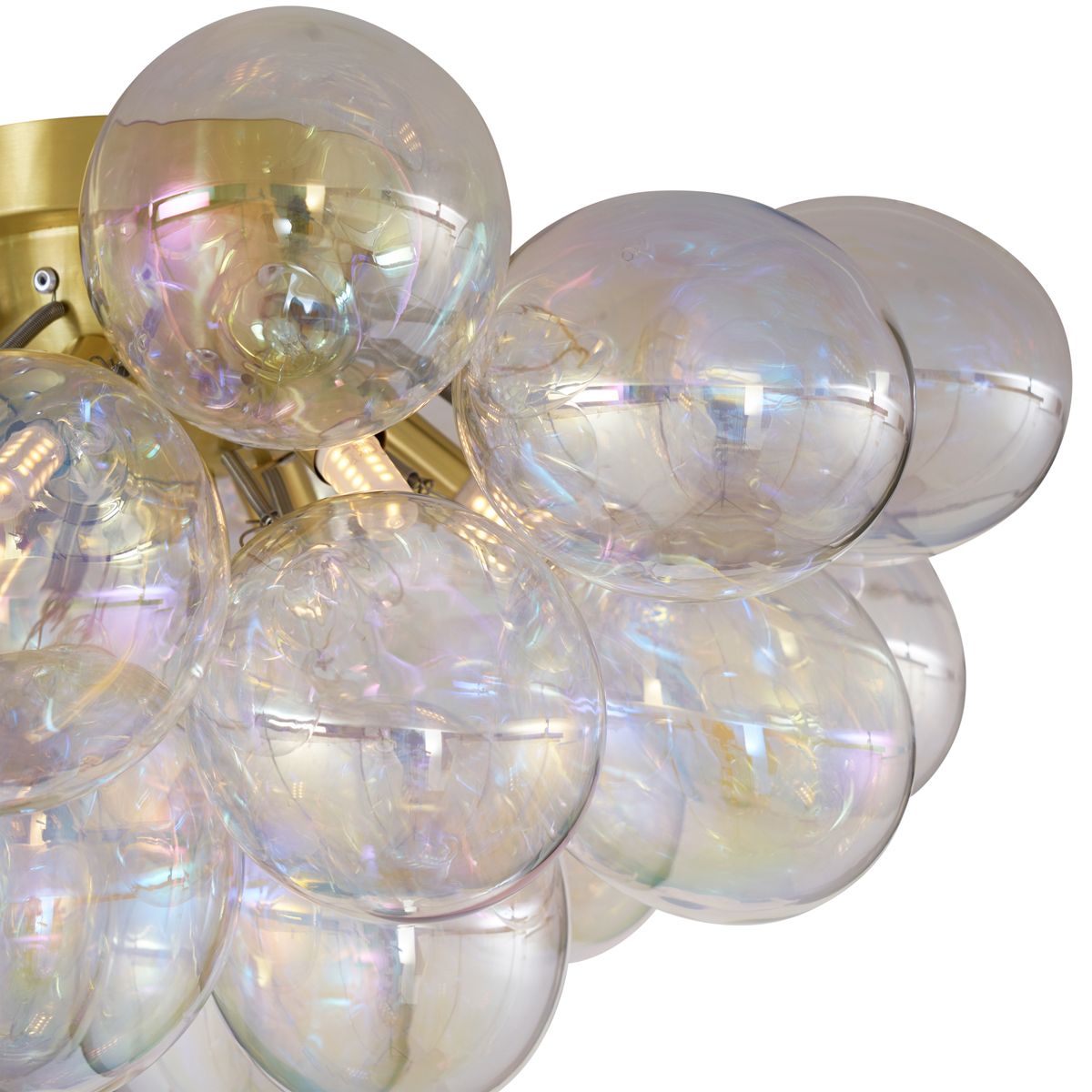Design plafondlamp messing met regenboog glas 6-lichts - Uvas