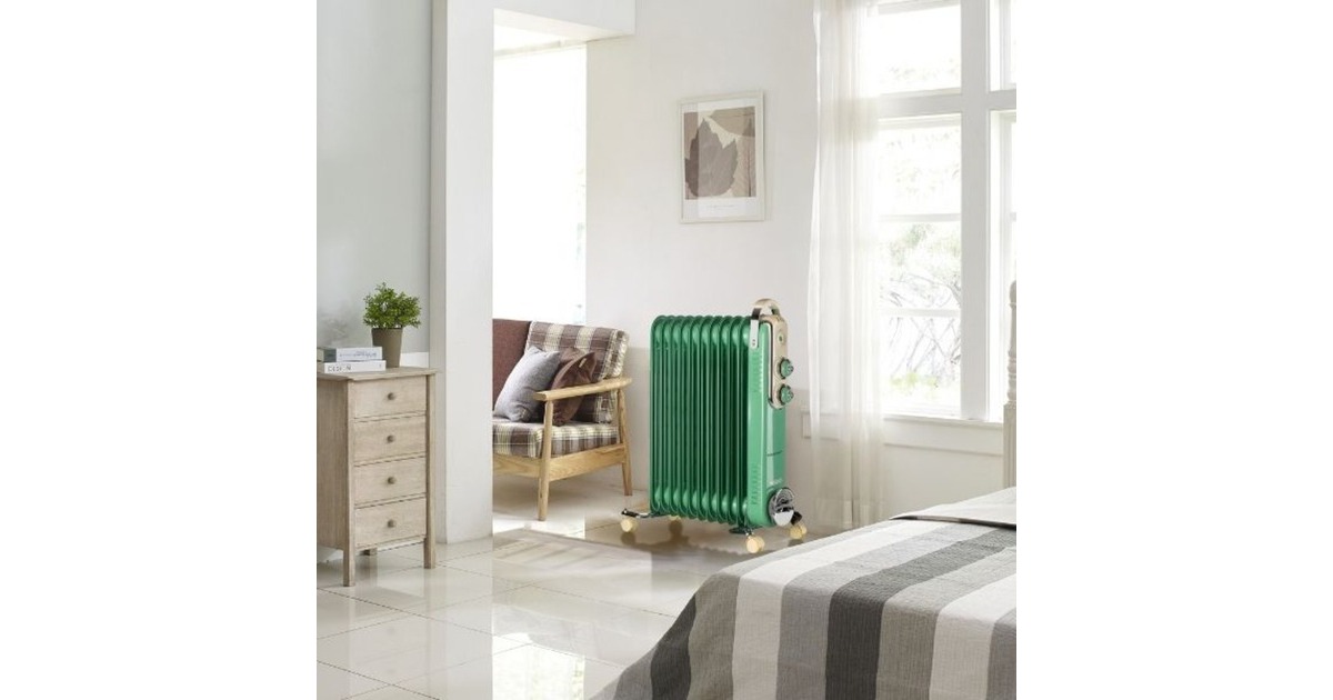 ArieteVintage groene olieradiator 11-elementen  (Groen, 2500 Watt, 3 standen)