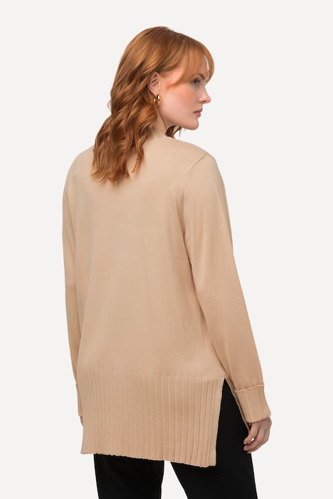 Pullover, gerippter Stehkragen, Langarm