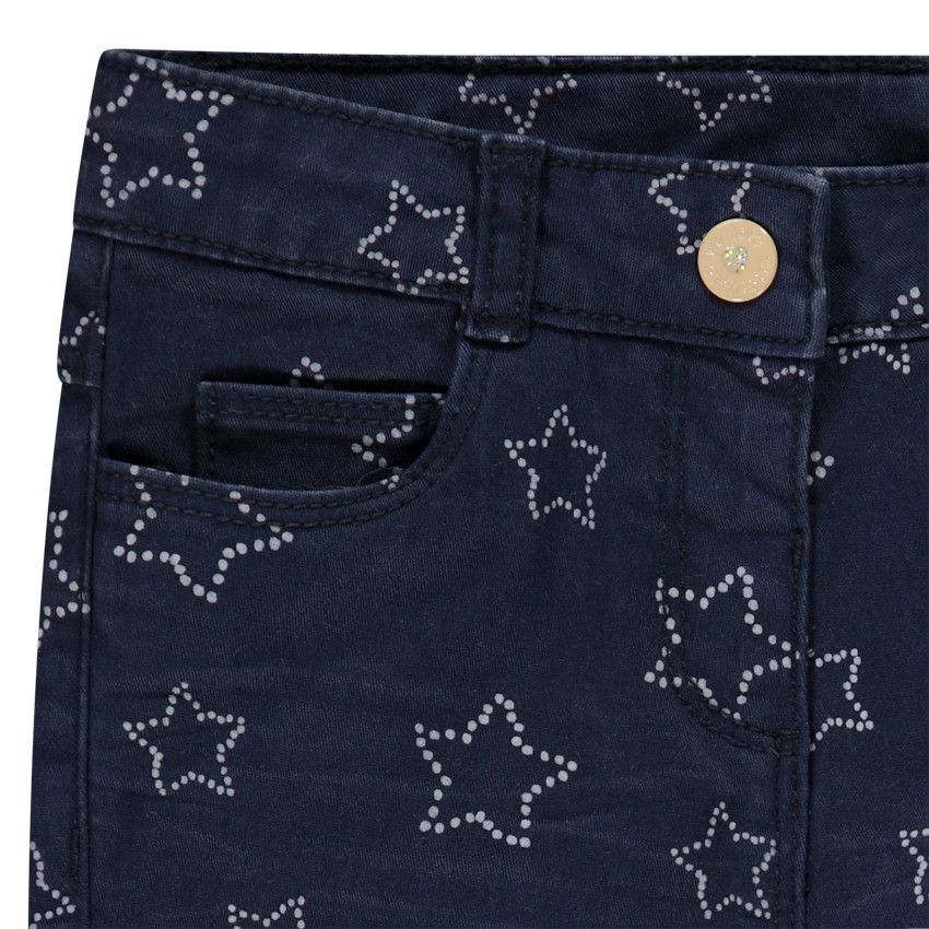 Pantalon slim en twill imprimé pour bébé fille - Bleu marine