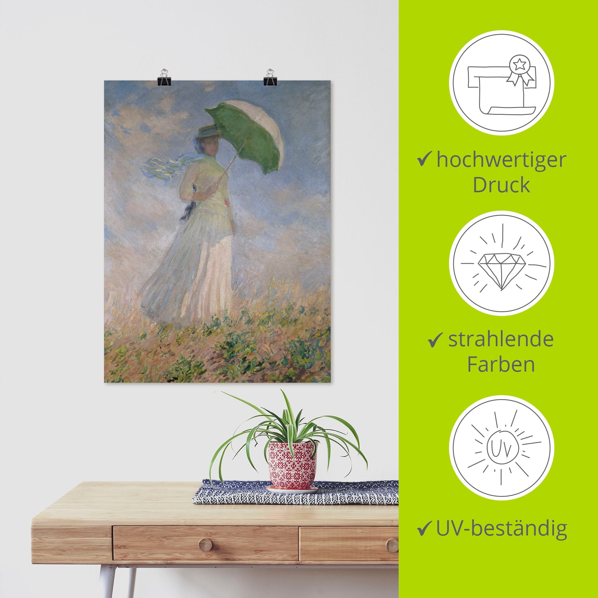 Artland Poster »Frau mit Sonnenschirm, Susanne Hoschedé« Frau 1 Stk. tlg. als Leinwandbild, Wandaufkleber oder Poster in versch. Grössen