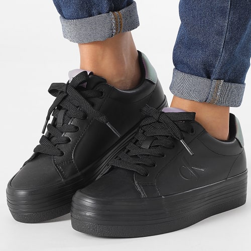 Baskets Femme Bold Vulcan Flatform Laceup Leather 1144 Black Amethyst