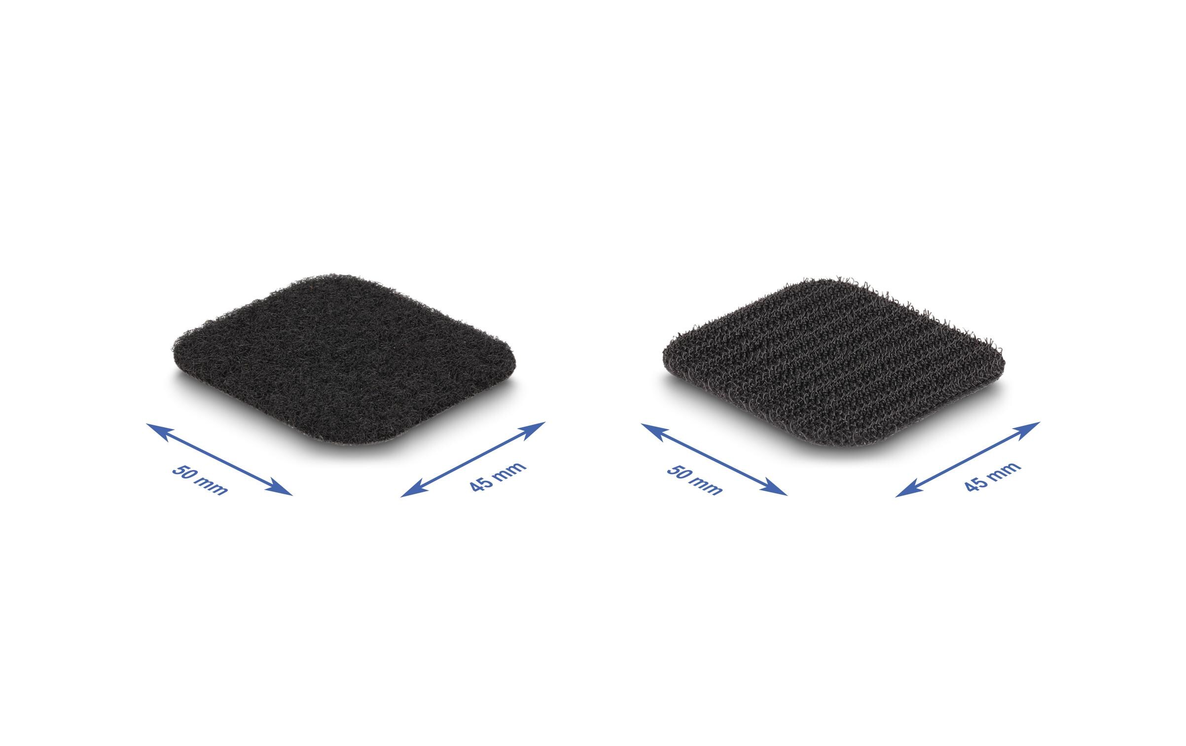 Klettpad auf Rolle selbstklebend Schwarz, 3 mDelock Klettpad auf Rolle selbstklebend mit Haft- und Flauschpad 45 x 50 mm – Länge 3 m schwarz