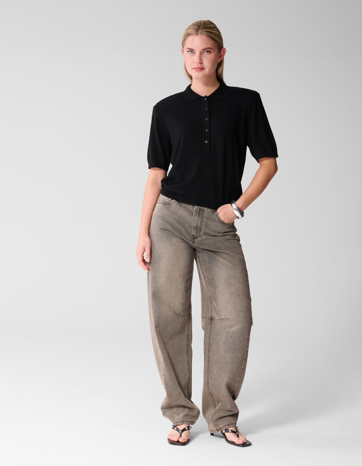 Shortsleeve Gebreide Polo Zwart