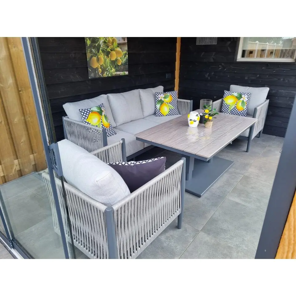 GI Diamo/Cyprus verstelbare stoel/bank lounge-diningset - Carbon Black/Zand