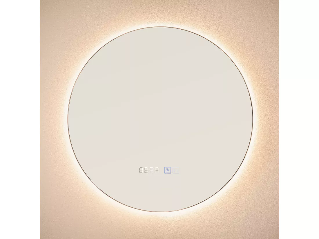 Miroir Salle de Bain avec Éclairage LED Anti-buée Volpe Ø45cm Sélectionnable (chaud-neutre-froid)
