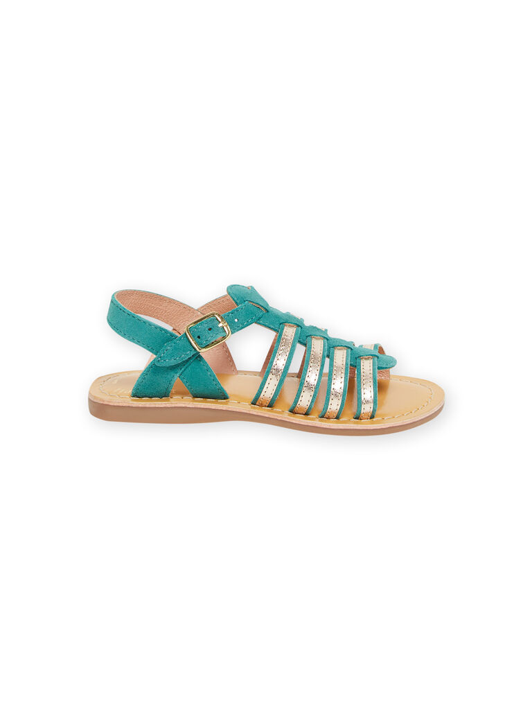Sandales spartiates turquoise enfant fille