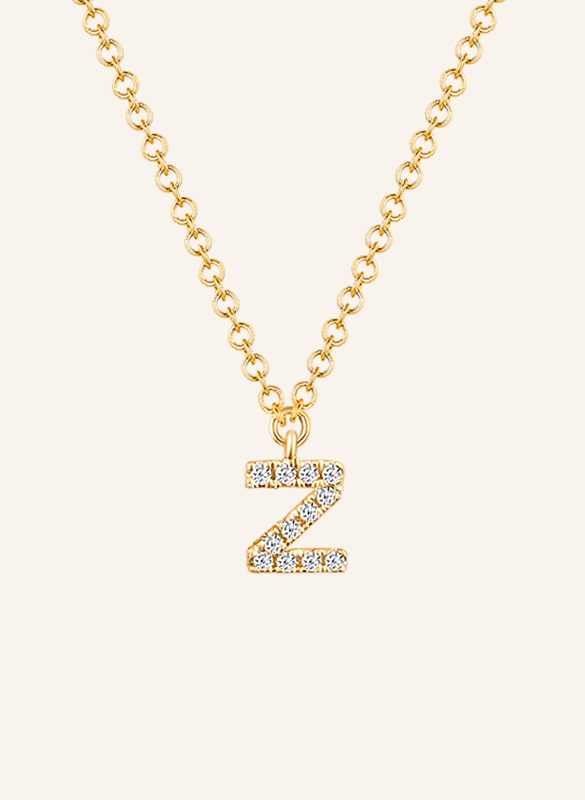 Leaf INITIALIEN Halskette „Z“aus 14 Karat Gelbgold mit Diamanten