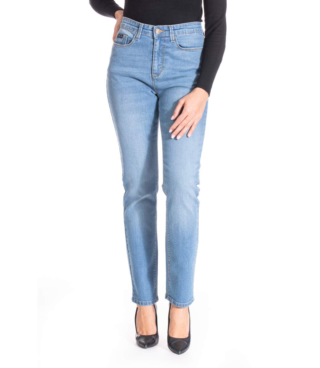 Jeans coupe droite denim stretch brossé ZOE BLEU