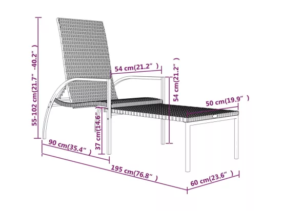 Chaises longues avec repose-pied 2 pcs Résine tressée Noir