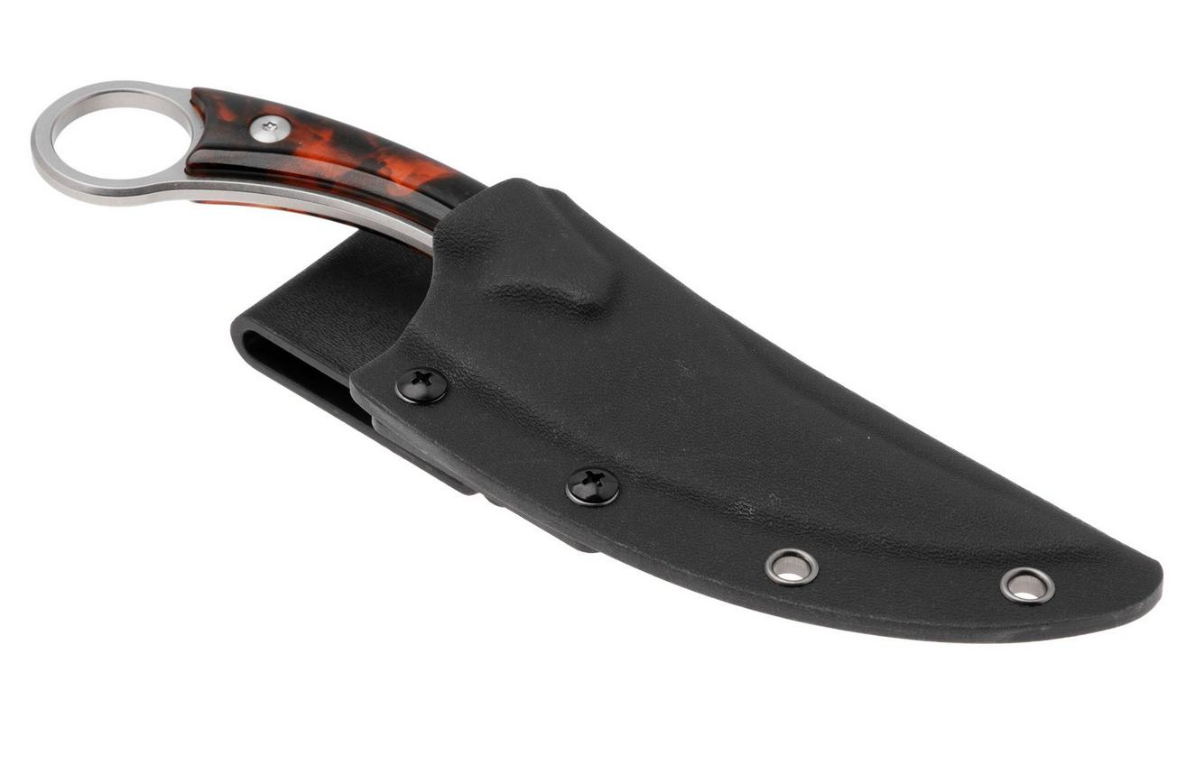 QSP Knife Viper QS166-C1 Stonewashed 10Cr15MoV, Tortoise Resin, vaststaand mes